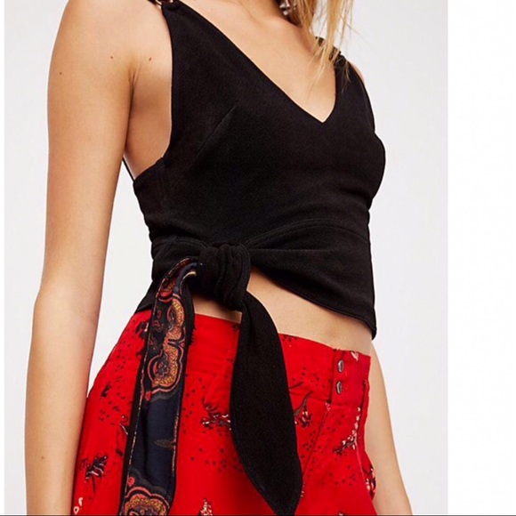 Free People Tops - NWOT Free People Paisley pop tie tank Black